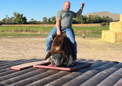 A man riding a mechanical bull